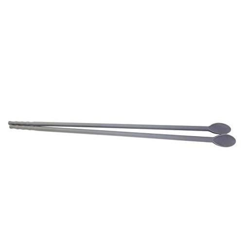 Korea Silicone Colorful Cooking Chopsticks with Spoon, 12inches (30.5cm), Convenient. Cuteness (Pastel Gray)
