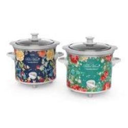 The Pioneer Woman 1.5-Quart Slow Cooker| Set of 2| Fiona Floral & Vintage Floral by Hamilton Beach Bundle Garden Party Silicone Spatula and Mini Spatula Set| 4- Pack| Teal|