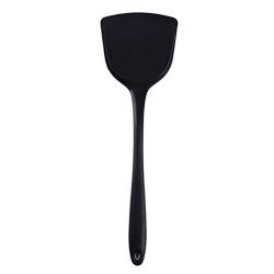 Eleusine 4 Piece Silicone Kitchenware Cooking Spoon Spatula Scoop Rice Spoon Set Kitchen Tool （Black）