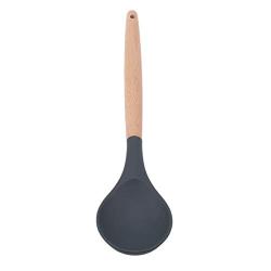 Beiswe Food Grade Silicone Wooden Handle Kitchenware Nonstick Spatula Spoon Set Spatula Fishing Spoon Cooking Utensils for Kitchen (Style 2)