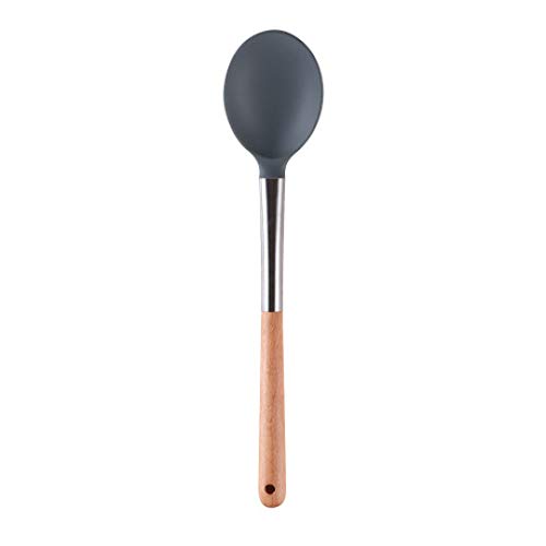 Hjyi Silicone Kitchen tool wooden Handle silicone kitchenware 9 piece set cooking spoon shovel kitchenware set