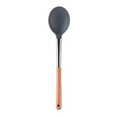 Hjyi Silicone Kitchen tool wooden Handle silicone kitchenware 9 piece set cooking spoon shovel kitchenware set