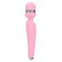 Pure Love Silicone Vibrating Wand and Personal Massager, Pink Color, Rechargeable and Multi-Speed with Swarovski Crystal Button, Quilted Handle, Adult Sex Toy, Body Massager