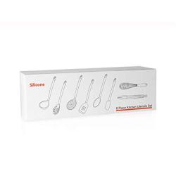 Wpcwl Silicone kitchenware kitchen tools stainless steel tube handle eight sets of high temperature silicone kitchenware (Size : 8-piece set)