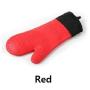 Block Mart Kitchen Anti-Slip Silicone and Cotton Oven Mitts Kitchenware Oven Gloves Long Size 14.6 inches Red