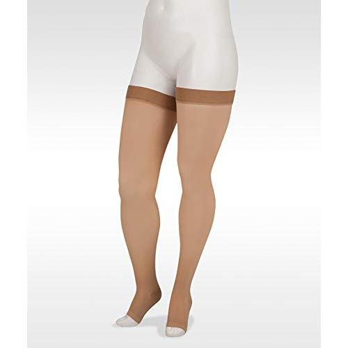 Juzo Basic Thigh High w/Silicone Dot Band Short Open Toe 20-30mmHg, II, beige
