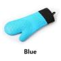 Block Mart Kitchen Anti-Slip Silicone and Cotton Oven Mitts Kitchenware Oven Gloves Long Size 14.6 inches Blue