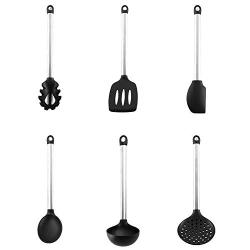 Silicone Kitchenware 6 Pieces Kitchen High Temperature Stainless Steel Handle Silicone Spatula Nonstick Kitchenware, Kitchenware