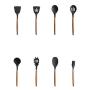 Z&I Non-Stick Shovel Spoon Tool Set Shovel Soup Fishing Spoon Green Cooking Silicone Wooden Handle Kitchenware(01)