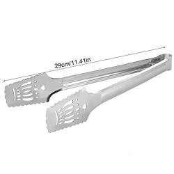 KEN Barbecue Tongs Stainless Steel 12inch Kitchen Tongs BBQ Tongs Utility Tong Cooking Clip Non-Stick mat New Silver