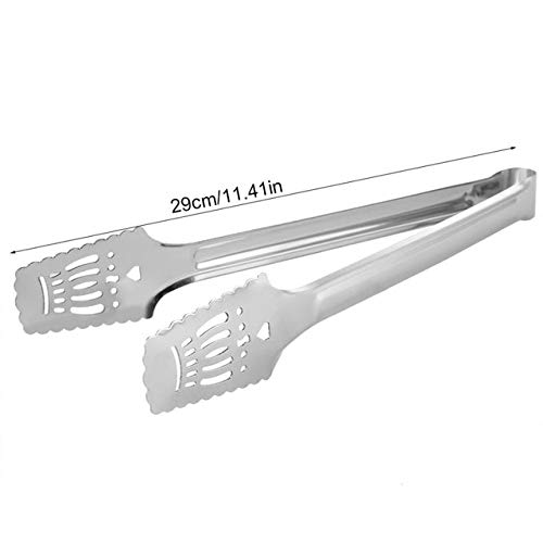 KEN Barbecue Tongs Stainless Steel 12inch Kitchen Tongs BBQ Tongs Utility Tong Cooking Clip Non-Stick mat New Silver