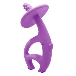 Mombella Dancing Elephant Silicone Baby Teether &Toothbrush for Teeth Beginning & Eruption Period. Relieve Pain&Itch, Clean Tongue&Gum. with a Free Clip, Purple, 3M+