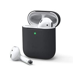 elago Upgraded AirPods Case (Front LED Visible) Protective Skinny Cover (with no Hinge) Compatible with Apple AirPods 2 and 1 (Black)