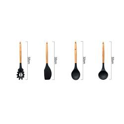 JunbosiKitchenware, Wooden Handle, Silicone Kitchenware, 9 Sets of Non-Stick Kitchen Utensils, Wooden Handle, Silicone Kitchenware Set