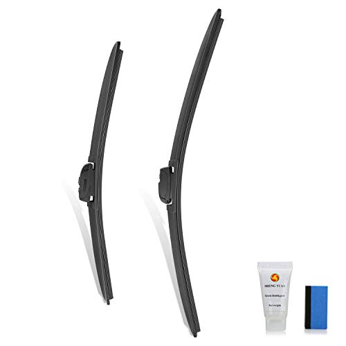 Beigaon 24"+18" SILICONE Windshield Wiper Blades for U/J Hook, All-Season Beam Wiper Blade Coats Front Car Window Water Repellency (Set of 2)