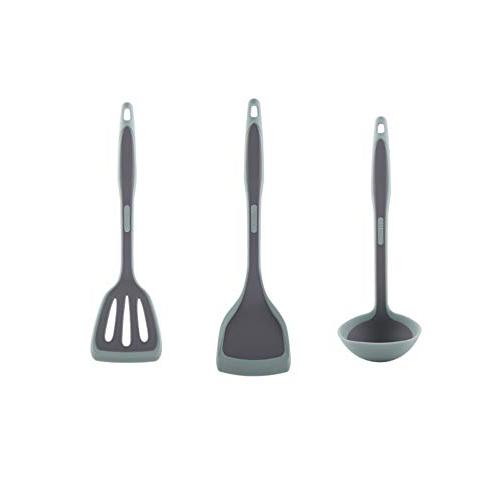 3PC Home cooking kitchenware set, Non-stick silicone soup spoon, Long handle anti-scalding cooking utensils, Kitchen cooking kitchenware set spatula, shovel, soup spoon.