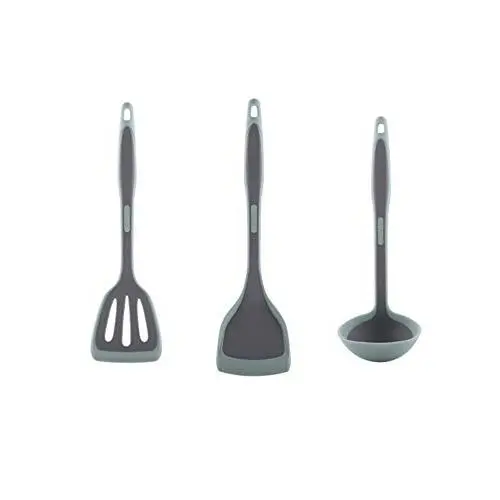 3PC Home cooking kitchenware set, Non-stick silicone soup spoon, Long handle anti-scalding cooking utensils, Kitchen cooking kitchenware set spatula, shovel, soup spoon.