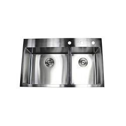 36 Inch Drop In Topmount Stainless Steel Kitchen Sink Package 16 Gauge Double Bowl Basin w/ 9 Gauge Deck Complete Sink Pack with Bonus Accessories 0916PPZYXXX