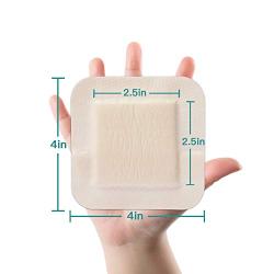 Silicone Foam Dressing with Border Adhesive Waterproof 4"*4"(10 cm*10 cm) Pack of 10 Square Dressing for Wound Care