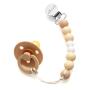 Modern Pacifier Clip for Baby - 100% BPA Free Silicone Beads (Natural) Binky Holder for Newborn - Infant Baby Shower Gift - Universal fit MAM - Philips Avent