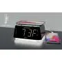 Emerson Radio ER100104 Wireless Charging Alarm Clock with Temperature Detector, Night Light, USB Charging and 1.2” White LED Display