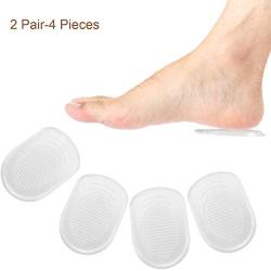 Silicone Gel Heel Cups - Shoe Inserts for Plantar Fasciitis, Sore Heel Pain, Bone Spur & Achilles Pain - Pad and Shock Absorbing Support for Women (2 Pairs/4Pcs)