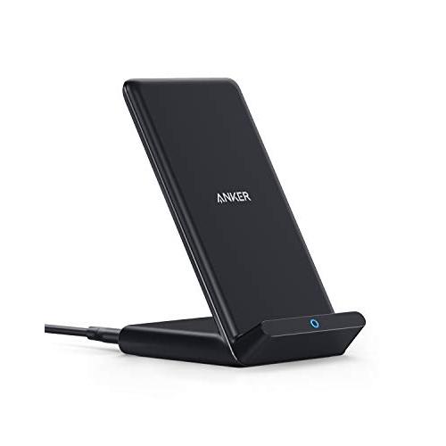 Anker Wireless Charger, PowerWave Stand, Qi-Certified for iPhone 11, 11 Pro, 11 Pro Max, XR, Xs Max, XS, X, 8, 8 Plus, 10W Fast-Charging Galaxy S10 S9 S8, Note 10 Note 9 and More (No AC Adapter)