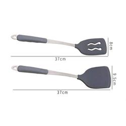 Silicone Kitchenware Heat-resistant cooking spatula frying pan set Household cooking non-stick spatula,Gray,Spatula
