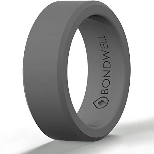 BONDWELL Silicone Wedding Ring for Men Save Your Finger & A Marriage Safe, Durable Rubber Wedding Band for Active Athletes, Military, Crossfit, Weight Lifting, Workout