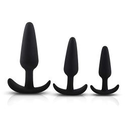 Silicone Trainer Plug Kit Massage Tool Anales Beginners Training Set for Women Men Couple (3PCS Black)