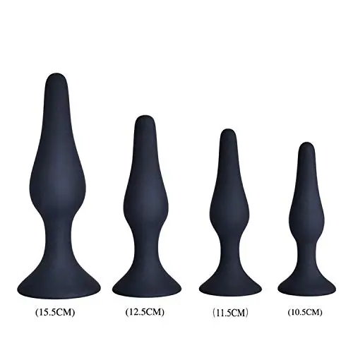 DEGHK Shirt Bйtt Training Plugs Full Silicone Anāl Plug 4 Pcs/Set Bйtt Plug M-assage Sèx Tóys Men Gay Ass Plug with Strong Sucker A-nus Ex-pansion,Black