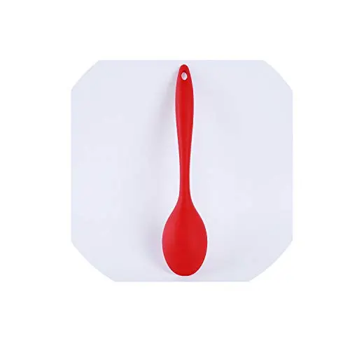 27.55.7cm Silicone Long Handle Soup Spoon Kitchen Cooking Mixing Spoon Ladle Food Grade Silicone Cooking Kitchenware Utensils,red