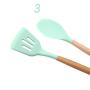 HUShjsd Silicone Kitchenware Set 12-piece Set, Do Not Hurt The Pot Cooking Spoon, Large Hanging Spoon Shovel Set - Non-toxic Chef Gadget, Green