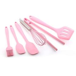 KERVINJESSIE Silicone Kitchenware For 6 Piece Baking Kit Pink Shovel Scraper Egg Beater Creative Kitchen Utensils (Size : 6-piece)