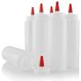 Pinnacle Mercantile Easy Squeeze Plastic Condiment Bottles 8-ounce with Red Tip Cap Set 6