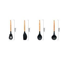 JunbosiKitchenware, Wooden Handle, Silicone Kitchenware, 9 Sets of Non-Stick Kitchen Utensils, Wooden Handle, Silicone Kitchenware Set