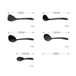 Kitchenware Utensils Set 5 Piece Silicone Nylon Heat Resistant Non-Stick Cooking Professional Spoon shovel Tools Black