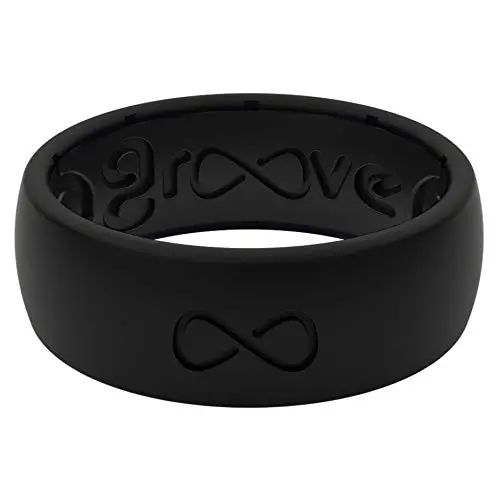 Groove Life - Silicone Ring for Men and Women Wedding or Engagement Rubber Band with Lifetime Coverage, Breathable Grooves, Comfort Fit, and Durability - Original Solid