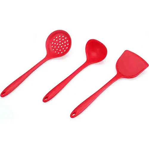 Hjyi Silicone Kitchen Tools Silicone Kitchenware 3 piece set cooking spoon shovel non-stick pot set kitchen utensils Kitchen supplies