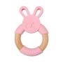 Hacloser Newborn Kids Bite Toy Infants Nursing Accessories Baby Teether Cartoon Rabbit Shape Silicone Wooden Ring Toys