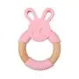 Hacloser Newborn Kids Bite Toy Infants Nursing Accessories Baby Teether Cartoon Rabbit Shape Silicone Wooden Ring Toys