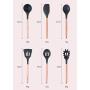 ALOOVOO 17 Piece Silicone Kitchen Utensils Set - Silicone Wooden Handle Kitchenware Set with Measuring Spoon