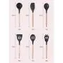 ALOOVOO 17 Piece Silicone Kitchen Utensils Set - Silicone Wooden Handle Kitchenware Set with Measuring Spoon