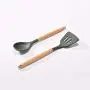 Gwjs Silicone Wooden Handle Kitchen Utensils, Non-stick Spatula Silicone Spatula Set Silicone Kitchenware Cooking Utensils-eight Piece Set 32.2cm(12.7inch)
