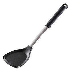 Jdeepued Silicone kitchenware Solid Silicone Spatula Non Stick Heat Resistant Pancake Turner with Stainless Steel Handle Cookware Kitchen Tools Black Silicone Kitchen Utensils