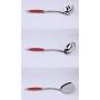 KITCHENWARE: STAINLESS STEEL RED SILICONE HANDLE 6PCS COOKING UTENSIL SET