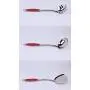 KITCHENWARE: STAINLESS STEEL RED SILICONE HANDLE 6PCS COOKING UTENSIL SET