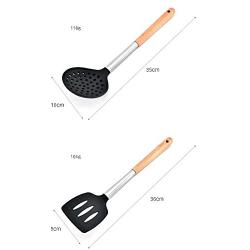 JunbosiKitchenware Silicone Kitchenware 8 Piece Set Kitchen Cooking Tools Cooking Shovel Nonstick Shovel Spoon Set,Gray