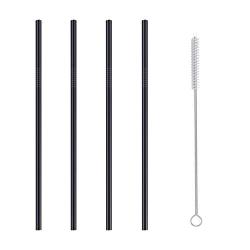 Vitayo Milk Tea Juice Coffee 4 Pcs Stainless Steel Metal Drinking Straw Reusable Straws + 1 Cleaner Brush