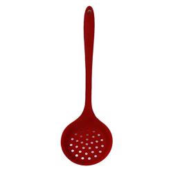 Flybloom Silicone Kitchenware Hedge Food Soup Residue Colander Non-stick Multiple Colour Silicone Spoon Kitchen Dedicated Filter Spoon,Red